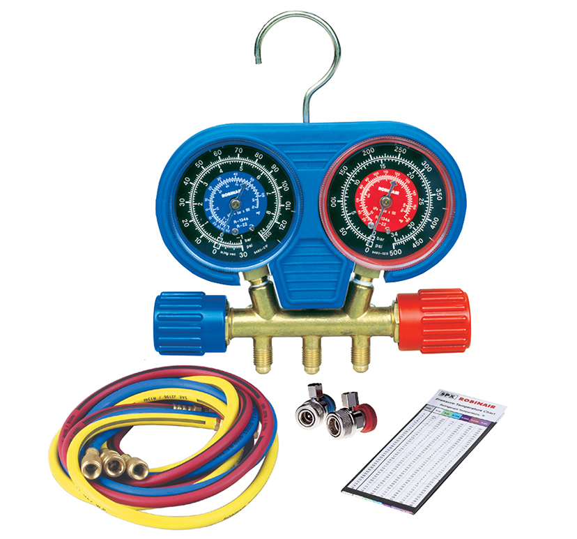 Robinair 40134A R-134A A/C Side Wheel Manifold Gauge Set with Hoses