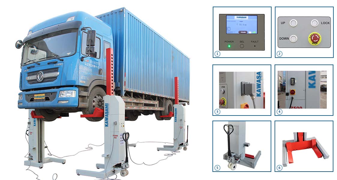 Trụ nâng xe tải bus di động 4 trụ Kawasami KW-4175