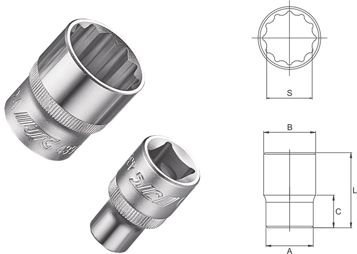JTC-43908-43932 1/2" DR. 12PT. Socket