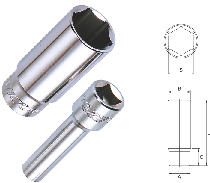 Đầu tuýp trắng dài lục giác 6PT.DR 1/2" JTC-47608-47632