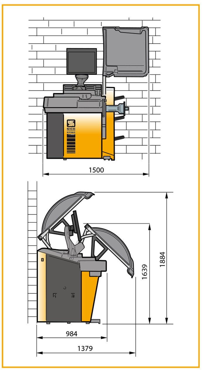 Máy cân bằng động bánh xe Sice Nexion S 75 EC Laser Máy cân bằng động bánh xe Sice Nexion S 75 EC Laser